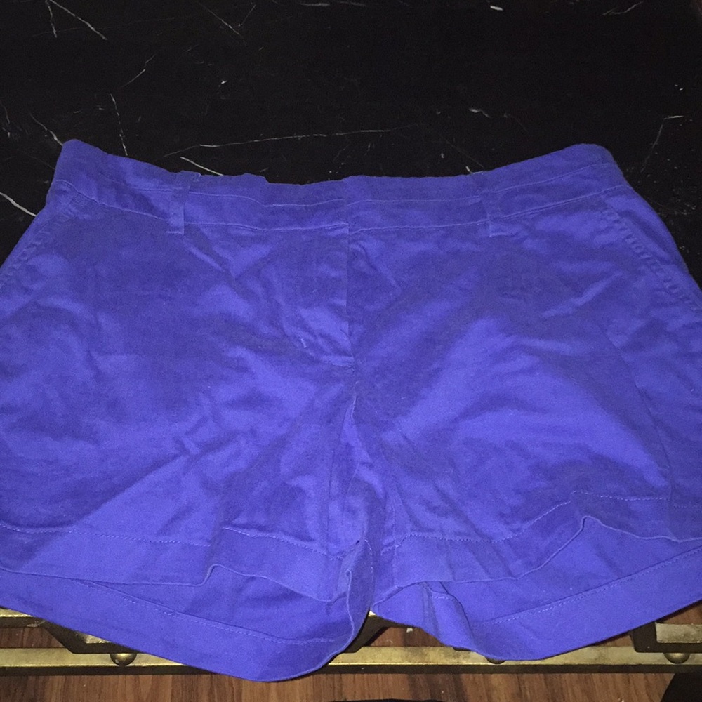 Blue dress shorts.